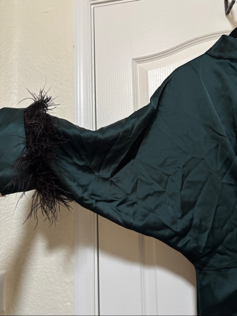 ZARA Short Satin Feather Dress - Picture 7 of 12